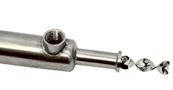 Figure #14: Custom Fabricated Helical Static Mixers are available with cooling jacket, sanitary ferrule end connections for quick assembly and disassembly and polished wetted part surfaces for processing fouling materials.